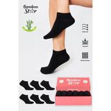 Bamboo Star Bambu Kadın Patik Düz Siyah Çorap Dikişsiz Premium Kutulu 6'Lı - 01-Siyah - 36 - 40