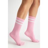 Bamboo Star Bambu Kadın Pembe Kaydırmaz Taban Silikon Baskı Yoga Fitness Pilates Bale Dans Tenis Çorabı 3'lü - Açık Pembe - 36 - 40