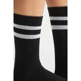 Bamboo Star Bambu Kadın Siyah Kaydırmaz Taban Silikon Baskı Yoga Fitness Pilates Bale Dans Tenis Çorabı 3'lü - 01-Siyah - 36 - 40