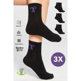 bamboo star Bambu Kadın Siyah Tenis Kolej Fiyonk Desenli Premium Dikişsiz Siyah Soket Çorap 3'lü Paket