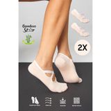 Bamboo Star Bambu Kadın Toz Pembe Kaydırmaz Taban Silikon Baskı Pilates Yoga Fitness Dans Aktivite Babet Çorabı 2’li - 36 - 40 - Açık Pembe
