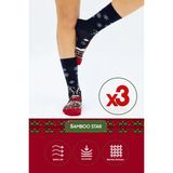 Bamboo Star Bambu Renkli Geyik Desenli 3'lü Yılbaşı Çorabı Unisex Hediyelik Çorap - 166-Lacivert - 36 - 42