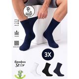 Bamboo Star Erkek Bambu Diyabetik Dikişsiz Şeker Hastası Çorabı Sıkmaz Iz Bırakmaz Premium 3' Lü Asorti Paket - 40 - 45 - Beyaz - Lacivert - Siyah