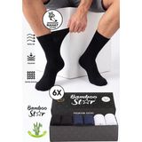 Bamboo Star Erkek Bambu Diyabetik Dikişsiz Şeker Hastası Çorabı Sıkmaz Iz Bırakmaz Premium Kutulu 6'lı Asorti Paket - 40 - 45 - Beyaz - Lacivert - Siyah
