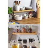 Bambora Metal Ayaklı Bambu Tezgâh Üstü Düzenleyici Raf/Sunumluk/Organizer 36x12x15 cm