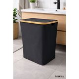 Bambu 100 Litre Kapaklı Katlanabilir Çamaşır Sepeti, 2 Bölmeli Kirli Sepeti (60x54x33)