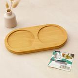 Bambu 2 Bölmeli Oval Mini Tepsi - Yağdanlık Altlık 12X23.4x0.8 Cm