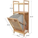 Bambu 2 Raflı Kirli Çamaşır Sepeti Çok Amaçlı Banyo Düzenleyici Organizer Raf