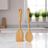 Bambu 2'li Servis Seti, Tavalarınız ve Kızarmanız Için Spatula, Servisleriniz Için Büyük K