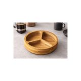 Bambu 3 Bölmeli Kuruyemişlik Çerezlik Sunum Tahtası 15 cm Kahverengi 15 x 15