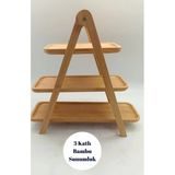 Bambu 3 Katlı Sunumluk Kurabiyelik Raflı(Çıkabilir Raflı)