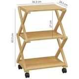 Bambu 3 Raflı Tekerlekli Sehpa Düzenleyici Raf Çok Amaçlı Organizer Db-0023