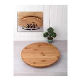 Bambu 360 Derece Dönen Yuvarlak Lüx Servis Sunum Tabağı Pizza Peynir Sunum Tahtası 30 cm Kahverengi 30 x 30
