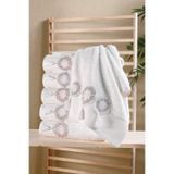 Bambu 50x90 cm Dantelli Püsküllü 6 lı Pvc Çantalı El Yüz Havlusu (bej)
