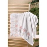 Bambu 50x90 cm Dantelli Püsküllü 6 lı Pvc Çantalı El Yüz Havlusu (ekru)