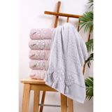 Bambu 50x90 cm Dantelli Püsküllü 6 lı Pvc Çantalı El Yüz Havlusu (pembe)