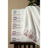 Bambu 50X90 cm Süzine Nakışlı 6 Lı Kutulu El Yüz Havlusu - Beyaz - Bej