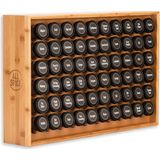 Bambu Ahşap Baharat Rafı, 60 Kavanoz Dahil, 118 Ml, Duvara Montajlı Şık ve Dayanıklı