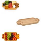 Bambu Ahşap Kalp Bölmeli Kulplu Dikdörtgen Servis Tabağı Küçük Sunum Tepsisi (24,9 cm x 13,9 cm x 1,4 Cm)