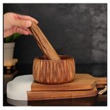Bambu Ahşap Sarımsak Ezme Havanı, Orta Boy, Ahşap, Gıda Teması Güvenli