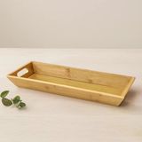 Bambu Ahşap Sunum Tepsisi 16X40x4 Cm Çift Kulplu