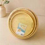 Bambu Ahşap Yuvarlak Tepsi Seti 30/35/38 Cm (3'Lü)
