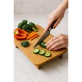Bambu Ayaklı Dikdörtgen Standlı Kesme Doğrama Kesme Tahtası Sunumluk 33 * 22 Cm (VİVATTİ) Kahverengi