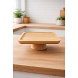 Bambu Ayaklı Kare Sunum Servis Tabağı Tabak Kase 17 * 6CM