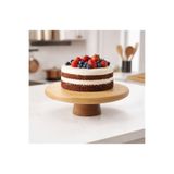 Bambu Ayaklı Yuvarlak Sunumluk Pasta Standı 25 cm Kahverengi 25 x 25