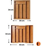 Bambu Ayarlanabilir Büyük Boy Çekmece Içi Bölmeli Kaşıklık Organizer - Ahşap - Ceviz - Seçenek 1