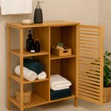 Bambu Banyo Dolabı | Doğal Ahşap Çok Gözlü Çamaşır ve Havlu Düzenleyici Raf