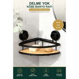 Bambu Banyo Rafı Köşe Rafı 17X20 cm Delme Gerektirmeyen - Siyah