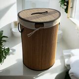 Bambu Çamaşır Sepeti Katlanır Yuvarlak - 326