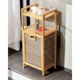 Bambu Çamaşır Sepeti Raflı & Banyo Rafı 40x30x95 cm