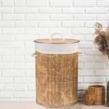 Bambu Çamaşır Sepeti - Renksiz Desenli - Açık Kahverengi