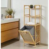 Bambu Çamaşır Sepetli Raf 3 Katlı Banyo Düzenleyici Kirli Sepeti Dolabı 40X30X120 cm Gri Hazne - genel - Çok Renkli