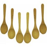 Bambu Çay Kaşığı Seti, Oval Ahşap Kaşık, Doğal Bambu Malzeme, 6 Parça