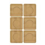 Bambu Çay Tabağı Altlığı, Kare Şekilli, Bej, Elde Yıkama Önerilen, Bulaşık Makinesi Uygun Değil, 10 x 10 cm, 6 Parça