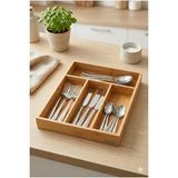 Bambu Çekmece İçi Kaşıklık 5 Bölmeli Doğal Ahşap Şık Mutfak Düzenleyici Organizer Çatal Bıçaklık Set