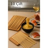 Bambu Chopstick 10 Çift Yemek Çubuğu Seti Sushi Noodle Ramen