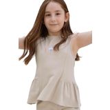 Bambu Çiçek Nakışlı Çocuk Bluz Bej