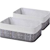 Bambu Çok Amaçlı Saklama Kutusu Düzenleyici Büyük Boy Organizer, Dekoratif Bambu Düzenleyici Gri (33X23X12CM) (2 Adet)