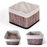 Bambu Çok Amaçlı Saklama Kutusu Düzenleyici Kare Organizer, Dekoratif Bambu Düzenleyici Gri (20X20X13CM) - Standart - Çok Renkli