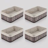 Bambu Çok Amaçlı Saklama Kutusu Düzenleyici Orta Boy Organizer, Dekoratif Bambu Düzenleyici Gri (29X19X10CM) (4 Adet)