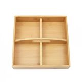 Bambu Çok Gözlü Sunum Ve Düzenleme Kutusu | 22X22 Cm | Çok Bölmeli Servis Ve Organizer | Çay – Kahve İkramlık, Atıştırmalık Sunum Tepsi