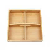 Bambu Çok Gözlü Sunum ve Düzenleme Kutusu | 22x22 cm | Çok Bölmeli Servis ve Organizer | Çay – Kahve İkramlık, Atıştırmalık Sunum Tepsisi