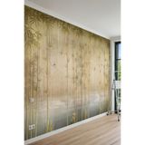 Bambu Çubukları ve Yusufçuk Böcekleri Mistik Dokulu Tek Parça Tekstil Duvar Kağıdı, 240 x 240
