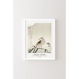 Bambu Dalında Kuş - Ohara Koson - Beyaz Çerçeve, Beyaz, 50 x 70