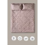 Bambu Desen Bej Renk Çift Kişilik Pamuklu Ranforce Nevresim Takımı Çarşaflı Yumuşak 200X220 - Kahverengi - Bej - 200 x 220 cm