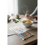 Bambu Desenli 10 Lu Chopstich 5 Çift Yıkanabilir Ramen Suşi Noodle Yemek Çubuğu Çin Çubuğu